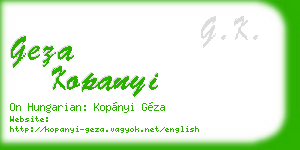 geza kopanyi business card